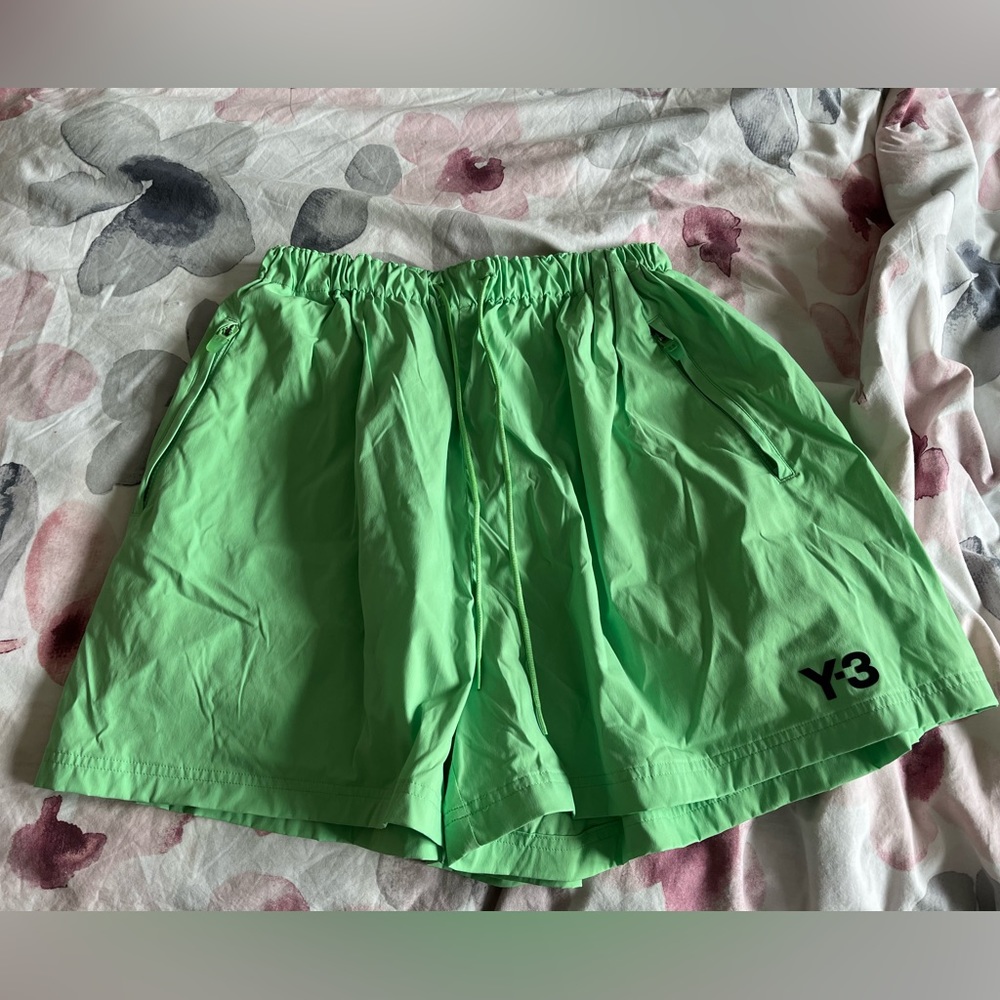 Y3 Drawstring High-waist Paper-bag shorts